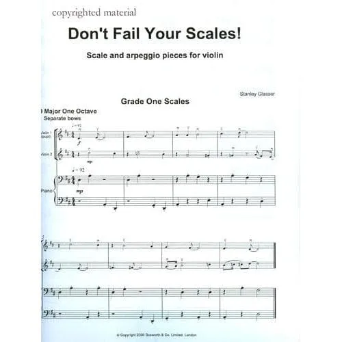 Bosworth Glasser Don't Fail Your Scales Noten Violine 1-2