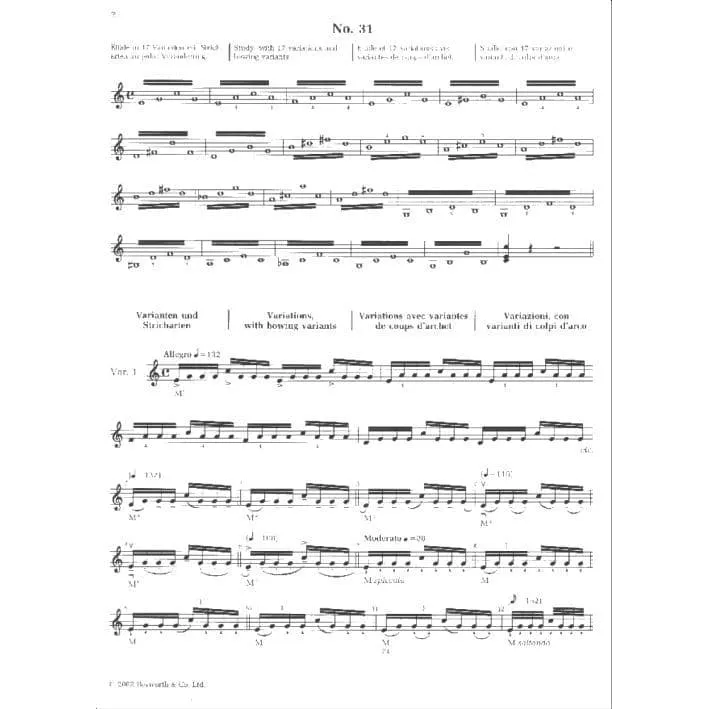Sevcik Bogentechnik Opus 2 Heft 4 Violinnoten Bosworth