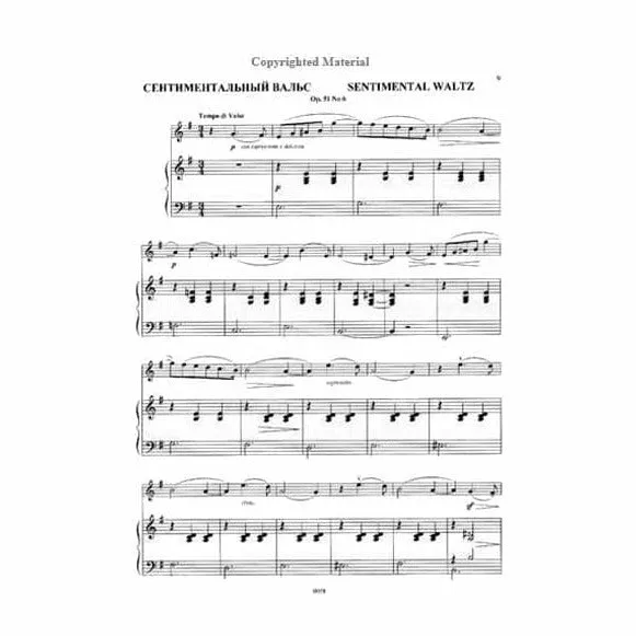 Tschaikowski Andante Cantabile Walzer Violin-Noten Laub