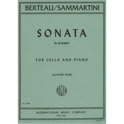 Shar Music Berteau Sammartini Sonate G-Dur Noten Cello Klavier