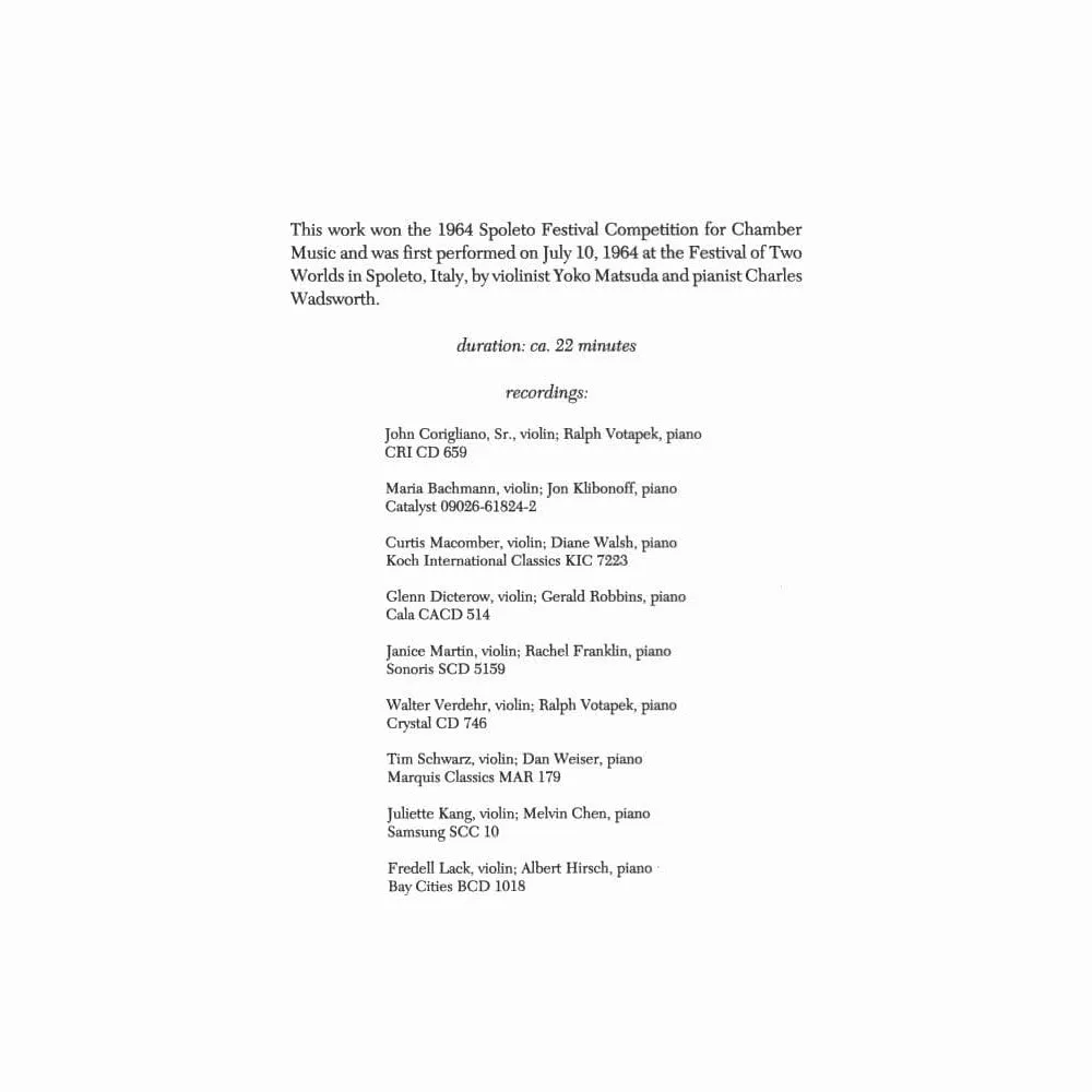 Shar Music Corigliano Sonate Violinnoten mit Klavier Sehr schwer