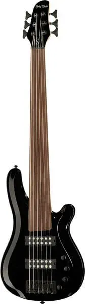 Harley Benton Pro B-650FL E-Bass Black 6-Saiter Fretless