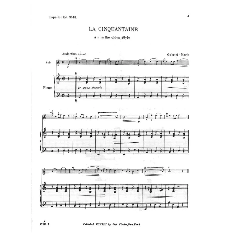 Carl Fischer La Cinquantaine Noten Violine Klavier