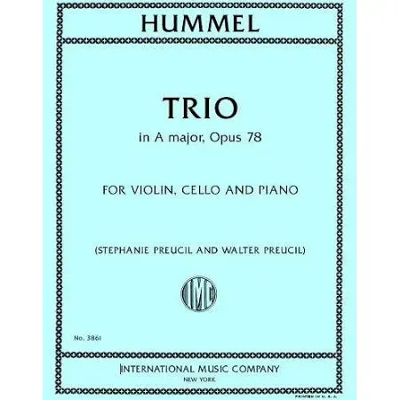 Hummel Trio A-Dur Op.78 Noten Violine Cello Klavier