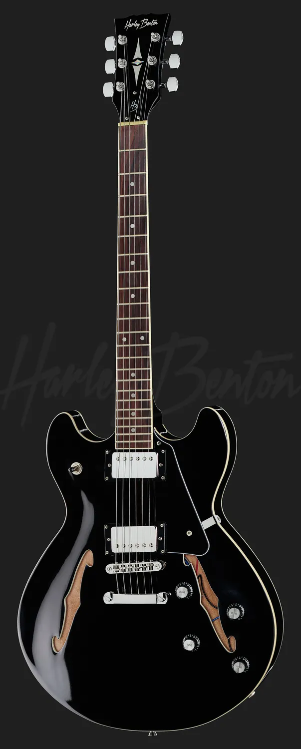 Harley Benton Vintage Series HB-35 Halbakustik-Gitarre Schwarz Humbucker
