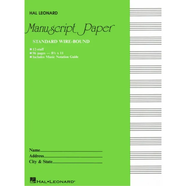 Hal Leonard Standard Notenpapier Spiral Ringbindung 12-zeilig