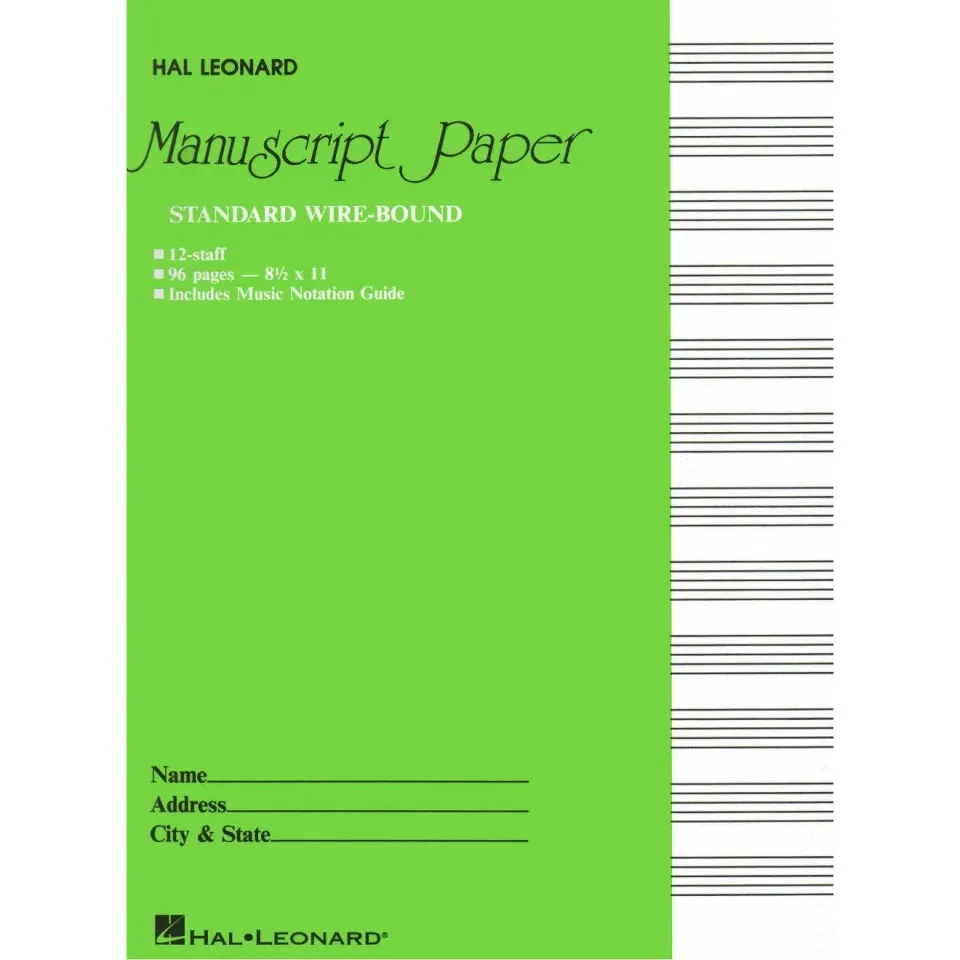 Hal Leonard Standard Notenpapier Spiral Ringbindung 12-zeilig