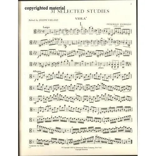 Shar Music Fiorillo 31 Selected Studies Viola Etüden Vieland