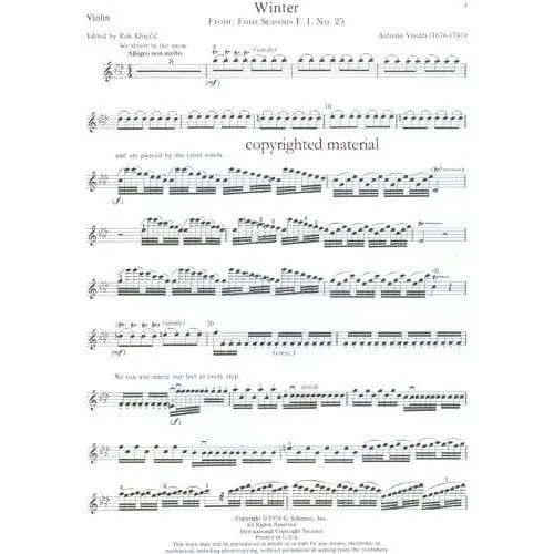Vivaldi Winter RV 297 Violin Noten Klavier Klopcic