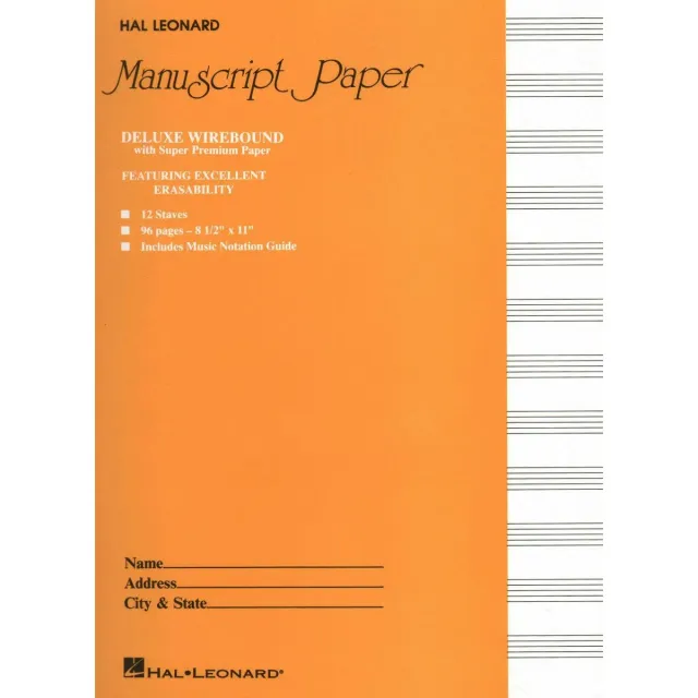 Hal Leonard Deluxe Wirebound Manuskriptpapier Notenheft