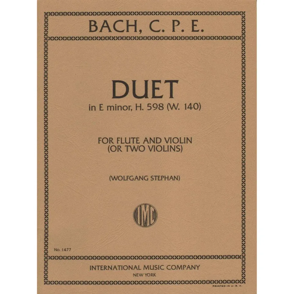 Shar Music Bach Duet e-moll H 598 Noten Flöte Violine