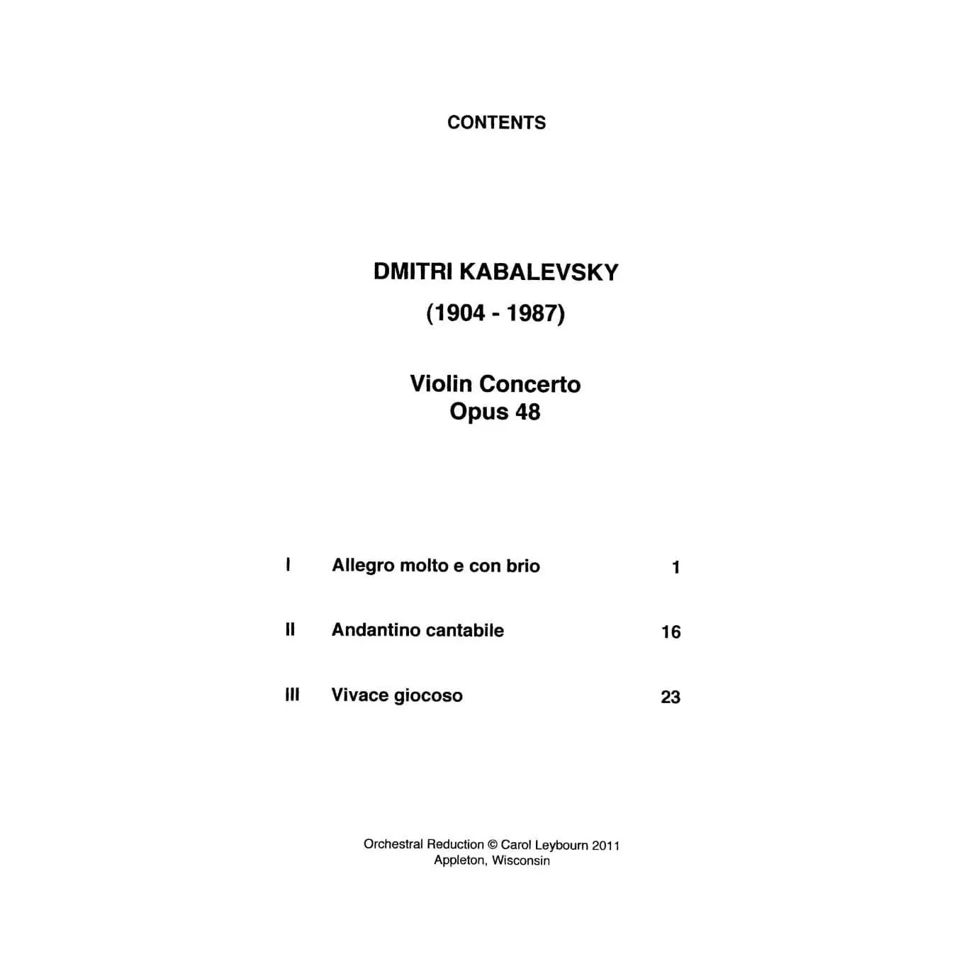 Shar Music Kabalevsky Op 48 Klavierbegleitung Violine C-Dur Leybourn
