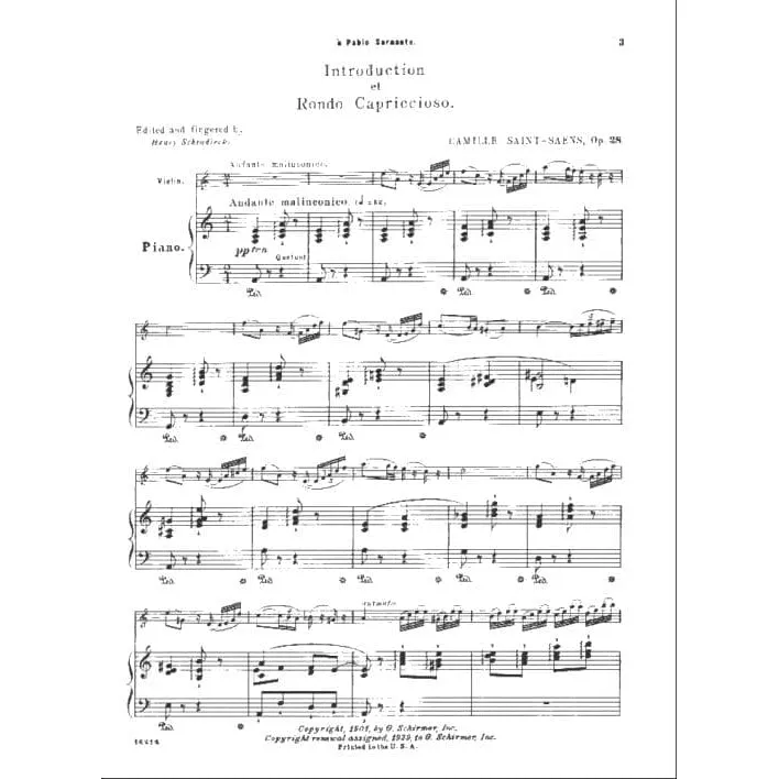 Saint-Saëns Op. 28 Violinnoten Introduction Rondo Schradieck