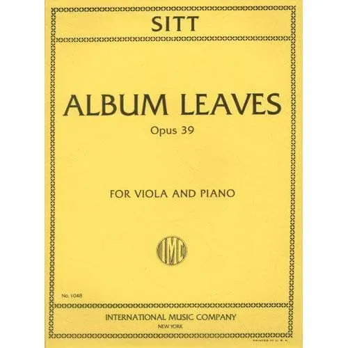 Sitt Album Leaves Op 39 Bratsche Klaviernoten