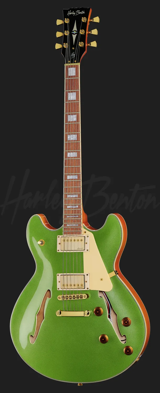 Harley Benton Deluxe HB-35Plus E-Gitarre Metallic Green Semi-Hollow