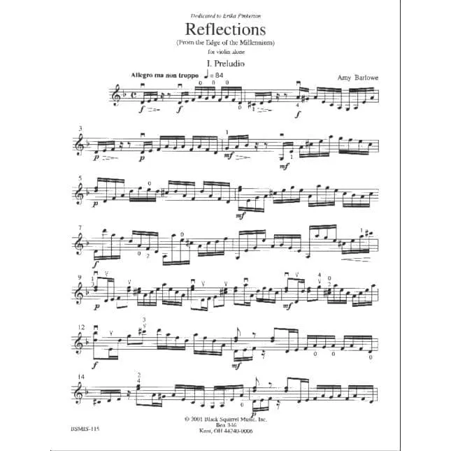 Barlowe Reflections Solo Violine Noten Millenium