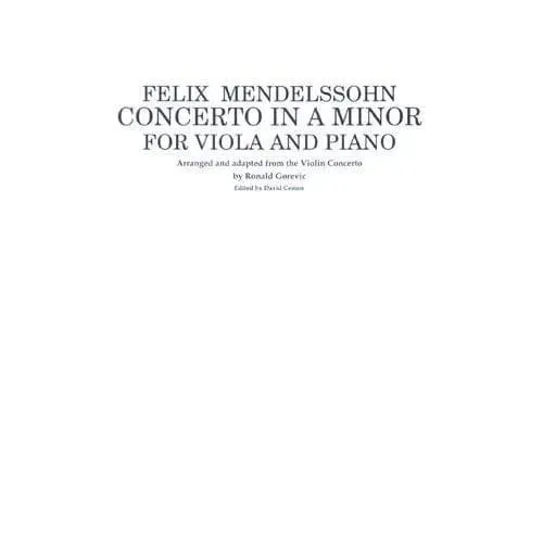 Shar Music Mendelssohn Konzert a-Moll Noten Viola Klavier