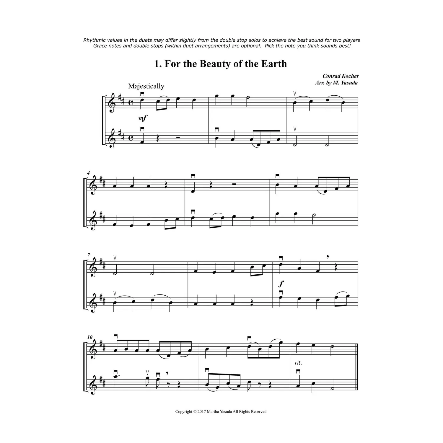 Shar Yasuda Hymn Melodies Violine Doppelgriffe Download