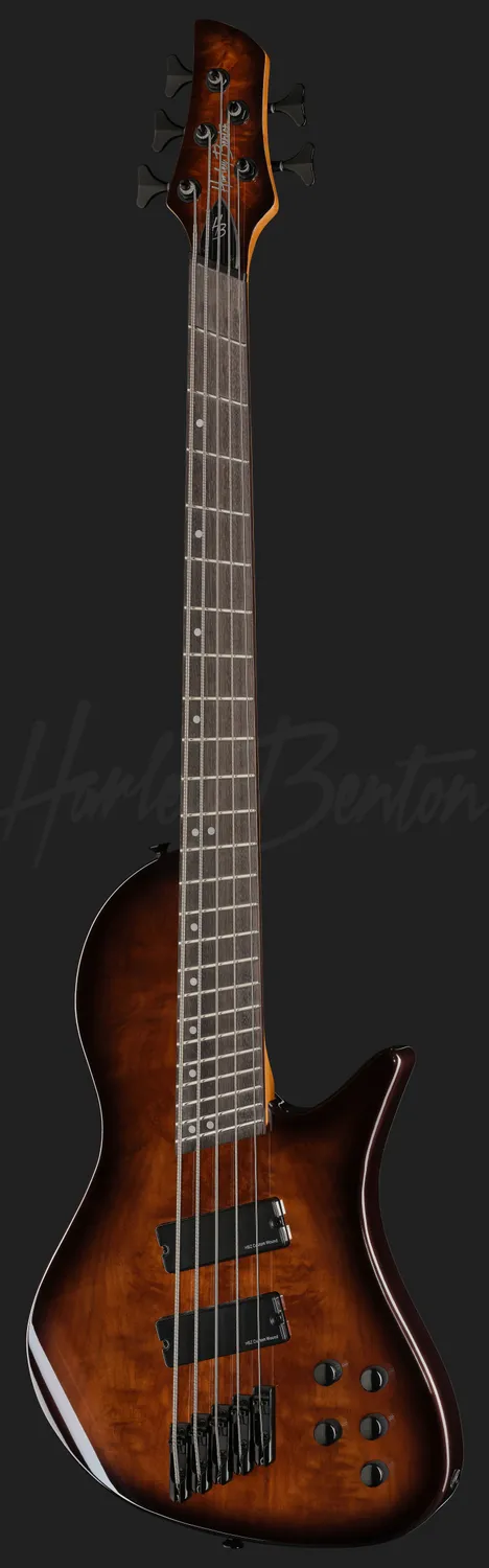 Harley Benton MSB-5 E-Bass Black Flame Burl 5-saitig