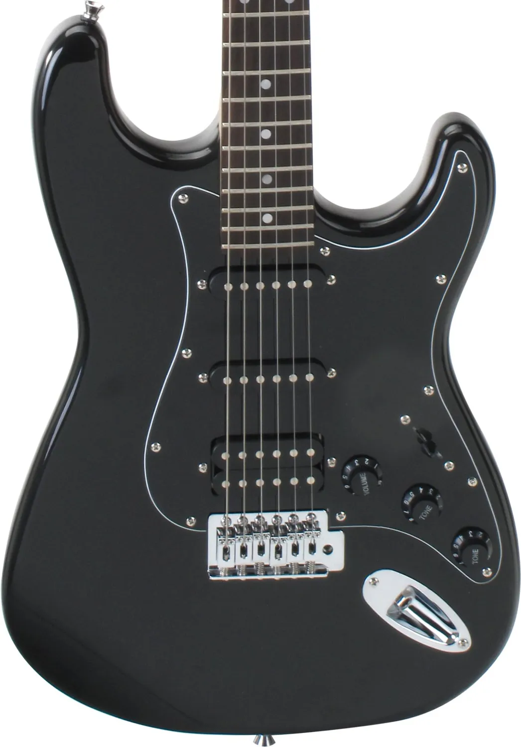Rocktile Pro ST60-BK E-Gitarre All Black Set HSS