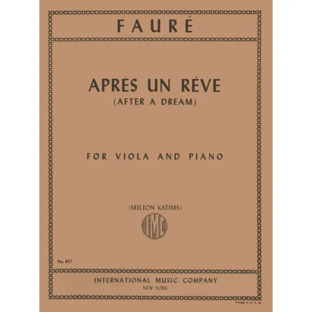 Shar Music Fauré Après un rêve Op.7 Nr.1 Viola Noten