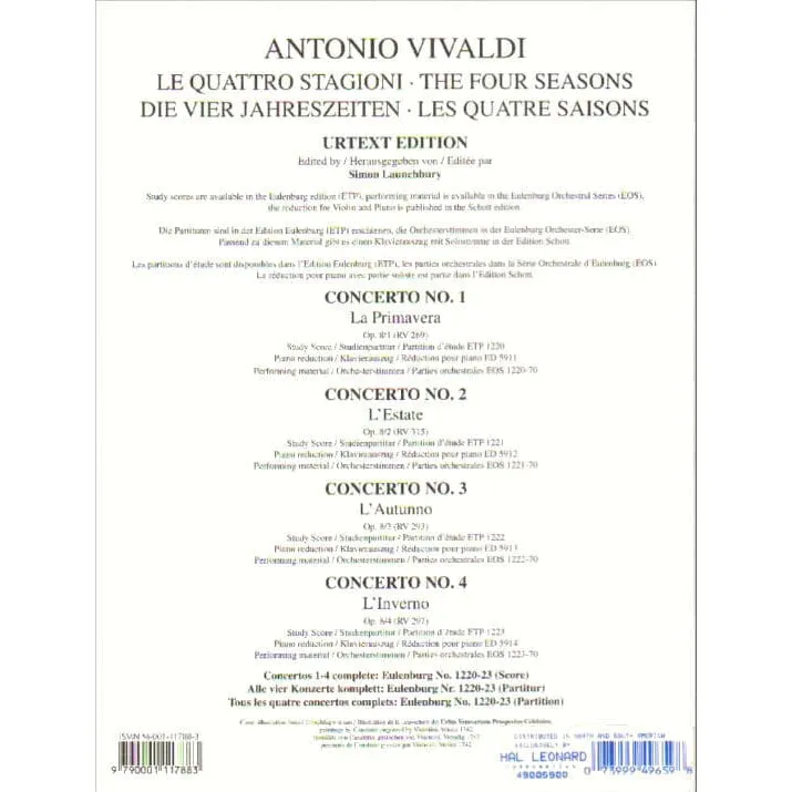 Schott Vivaldi Winter RV 297 Violinnoten Violine Klavier Urtext