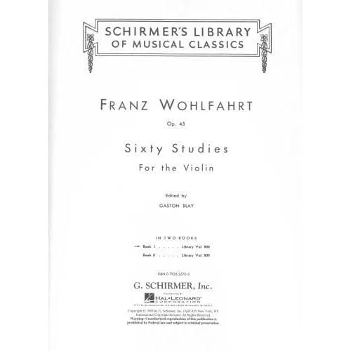 Schirmer Wohlfahrt 60 Etüden Op 45 Heft 1 Noten Geige
