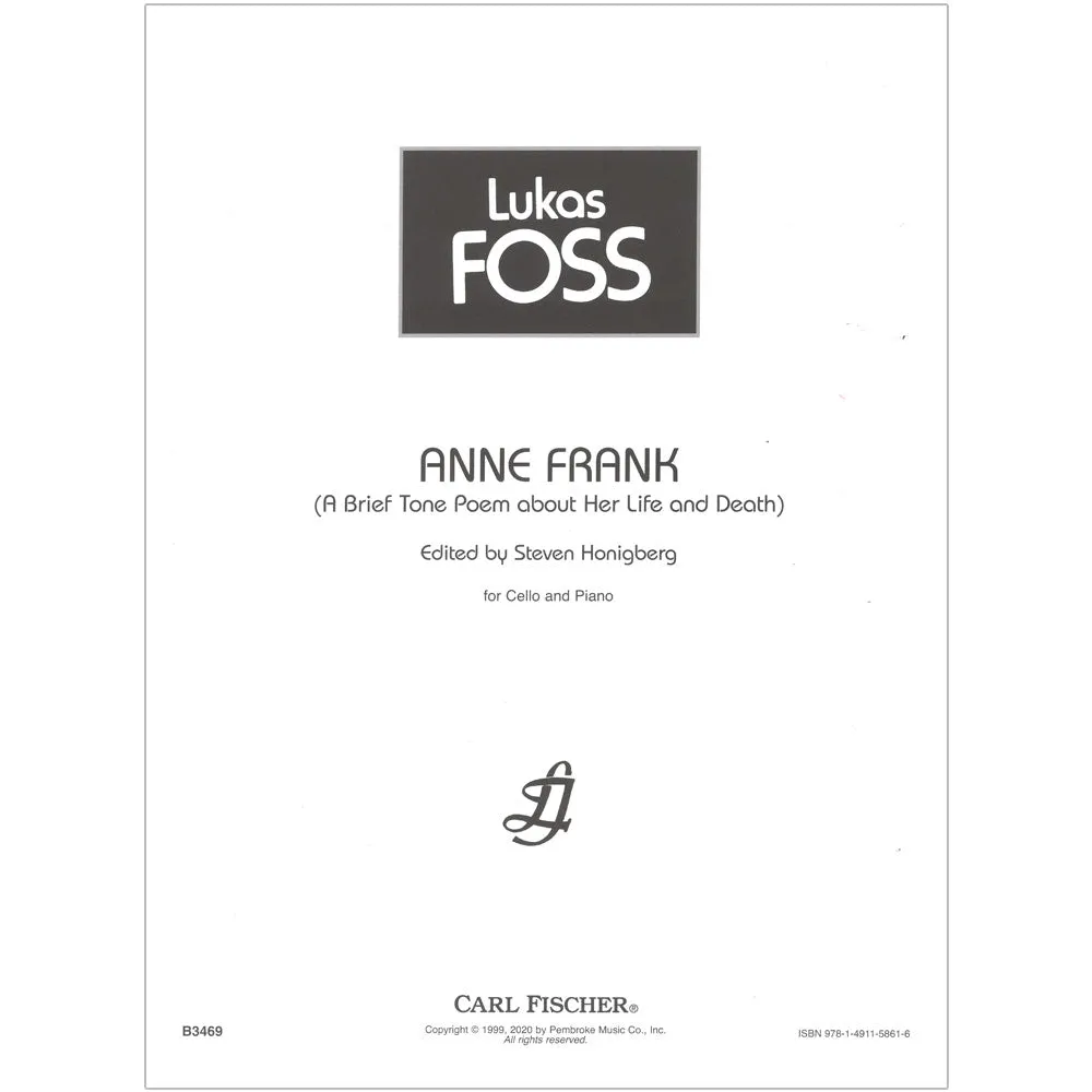 Foss Anne Frank Noten Cello Klavier Fischer