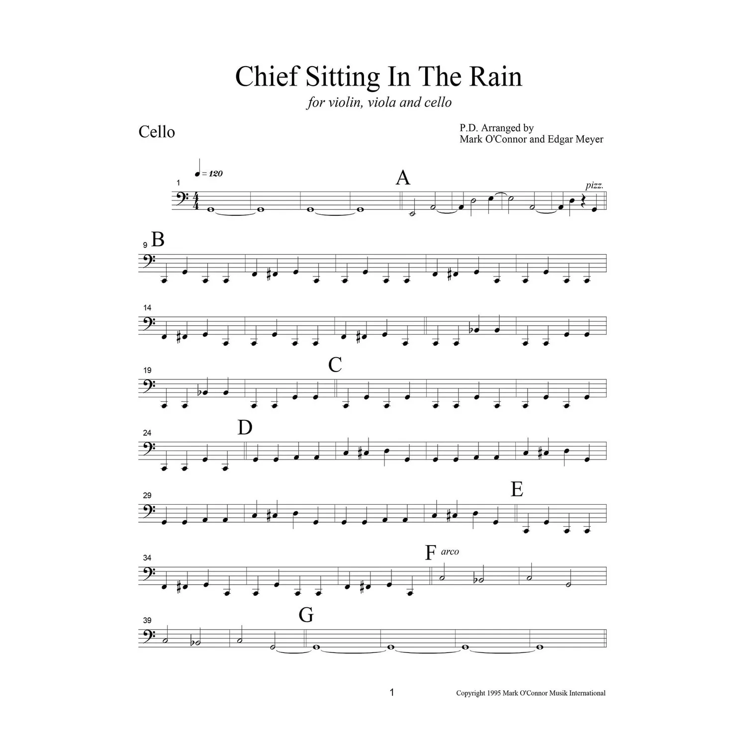 Mark O'Connor Chief Sitting In The Rain Noten Download Cello