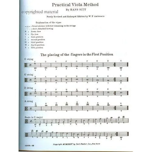 Carl Fischer Sitt Practical Viola School Bratsche Noten