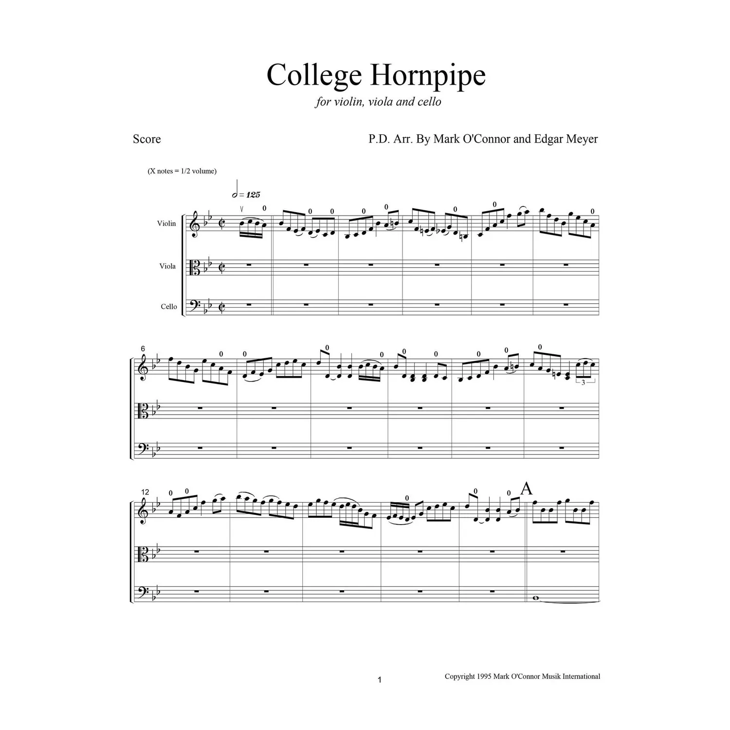 O'Connor College Hornpipe Violine Viola Cello Score Download