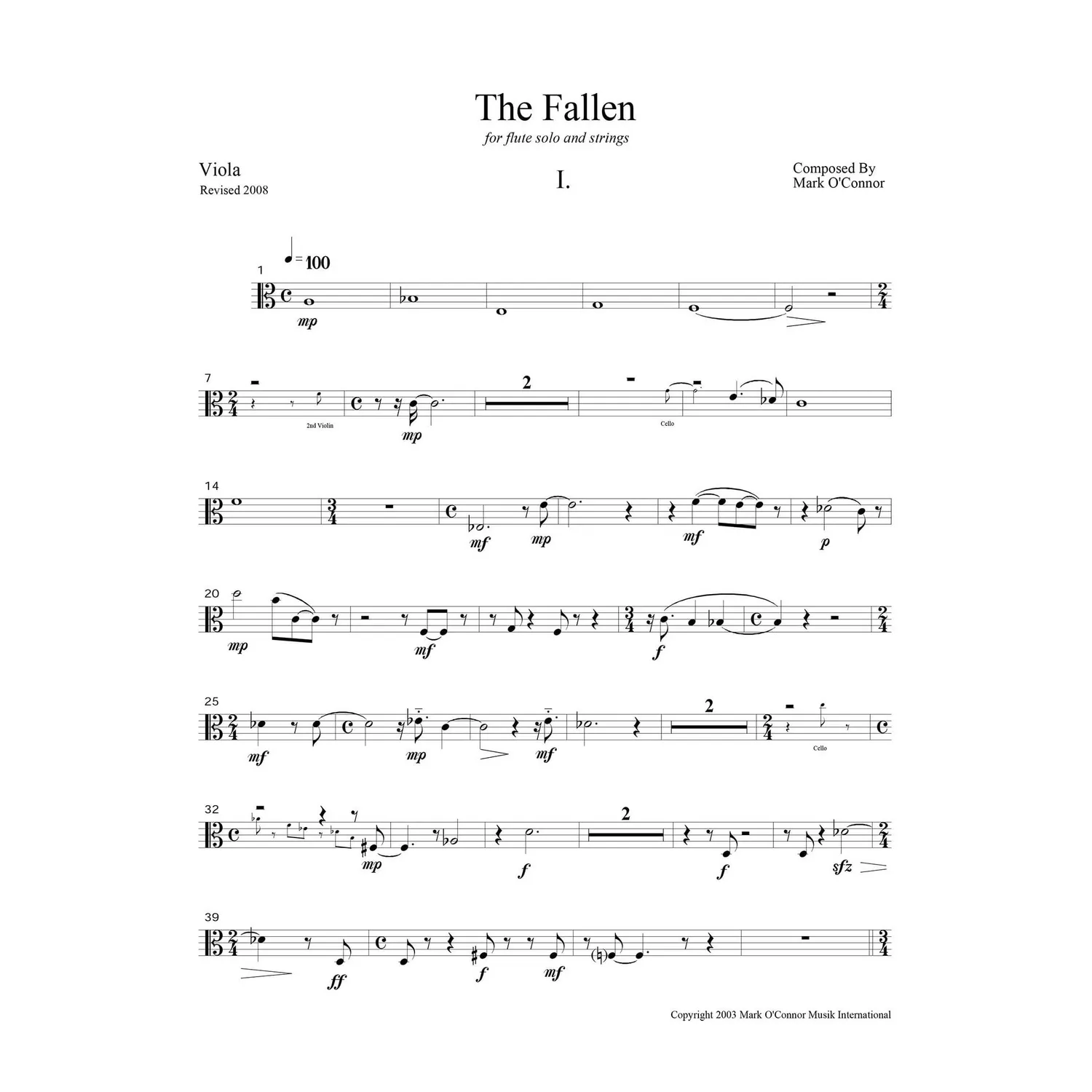 Mark O'Connor The Fallen Noten Bratsche Download