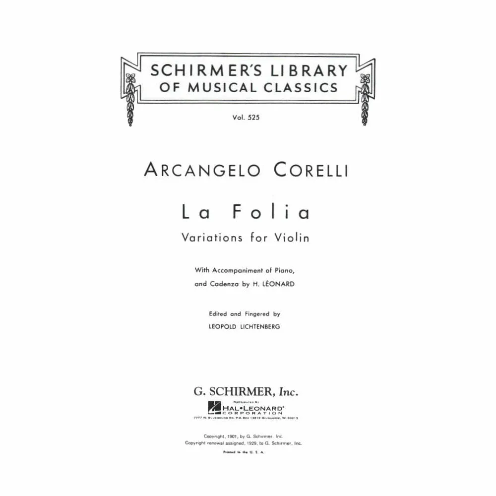 Shar Music Corelli Sonata Op 5 Nr 12 La Folia Noten Violine Klavier