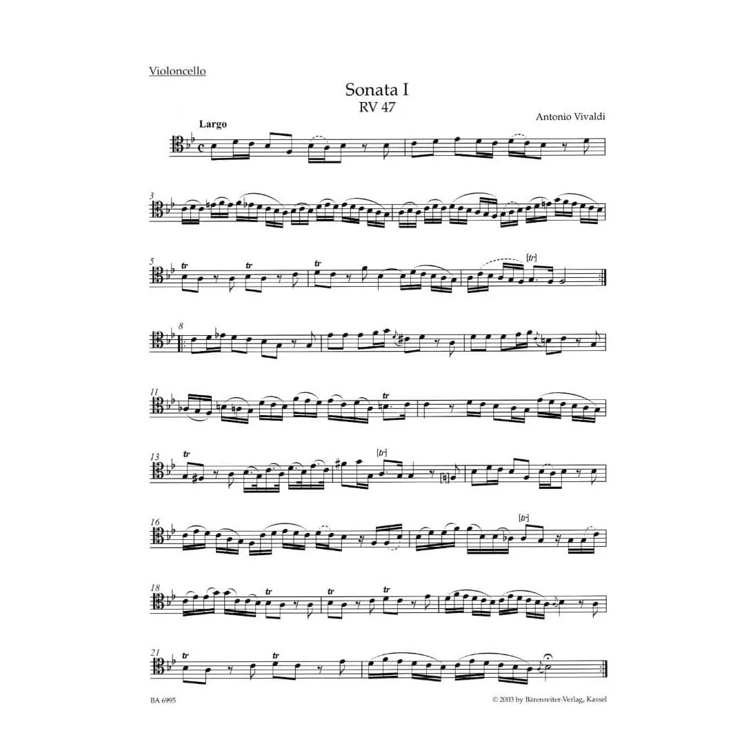Bärenreiter Vivaldi Sonaten RV 39-47 Cellonoten Cello Continuo Urtext