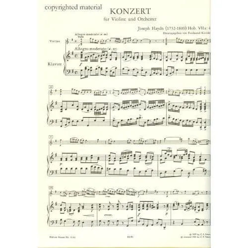 Peters Haydn Konzert Nr.2 G-Dur Violinnoten Buch mit CD
