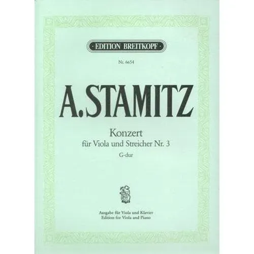 Breitkopf Stamitz Konzert Nr.3 G-Dur Bratschennoten Viola Klavier