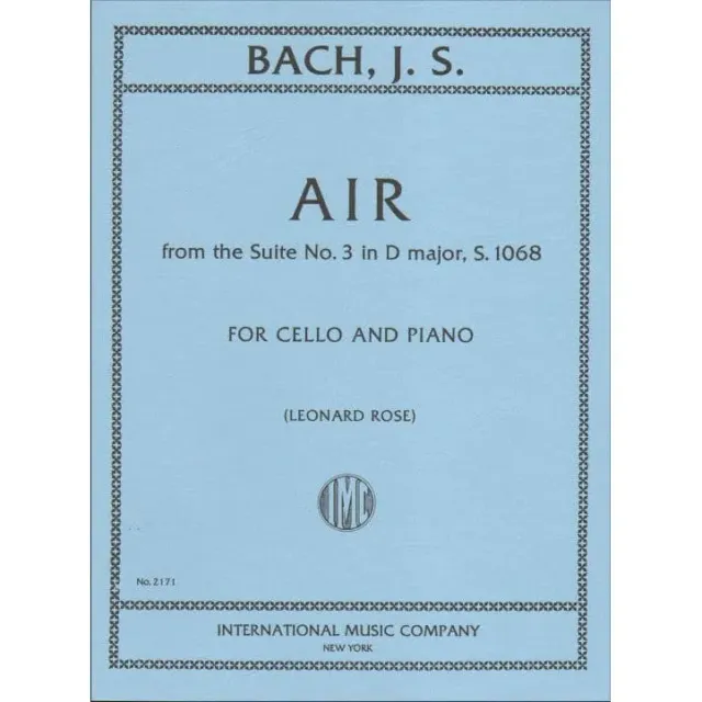 Shar Music Bach Air Suite Nr.3 Noten Cello Klavier D-Dur
