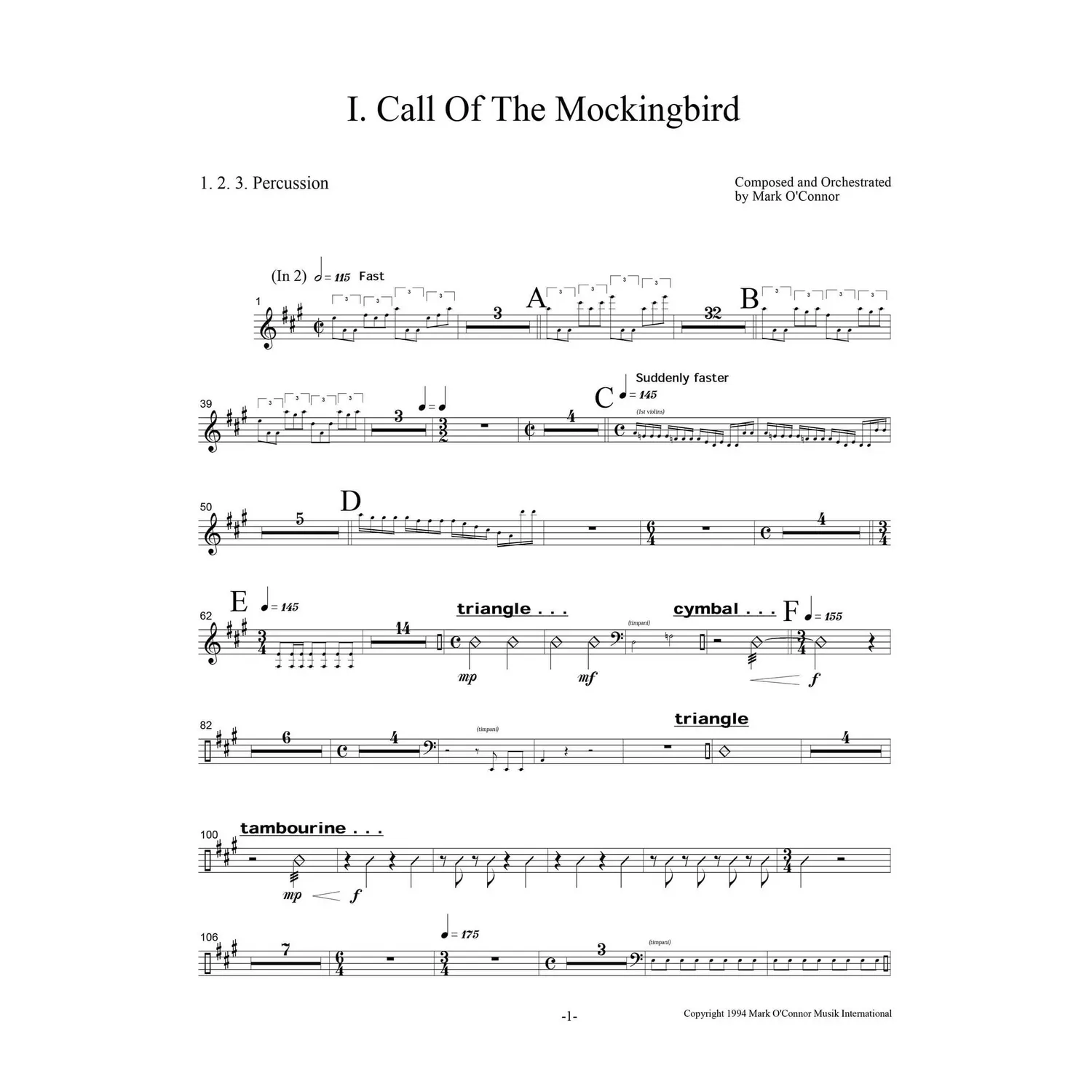 Shar Music O'Connor Three Pieces Noten Schlagzeug Download