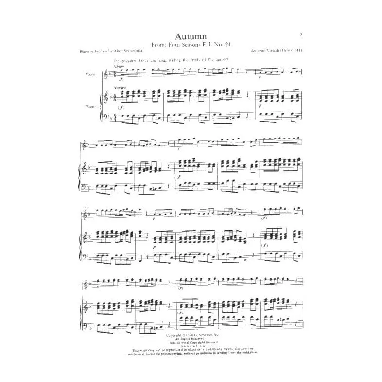 Shar Music Vivaldi Herbst RV 293 Violinnoten Klavier