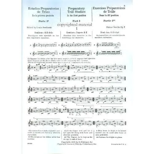 G Schirmer Sevcik Op. 7 Triller-Etüden Noten Violine