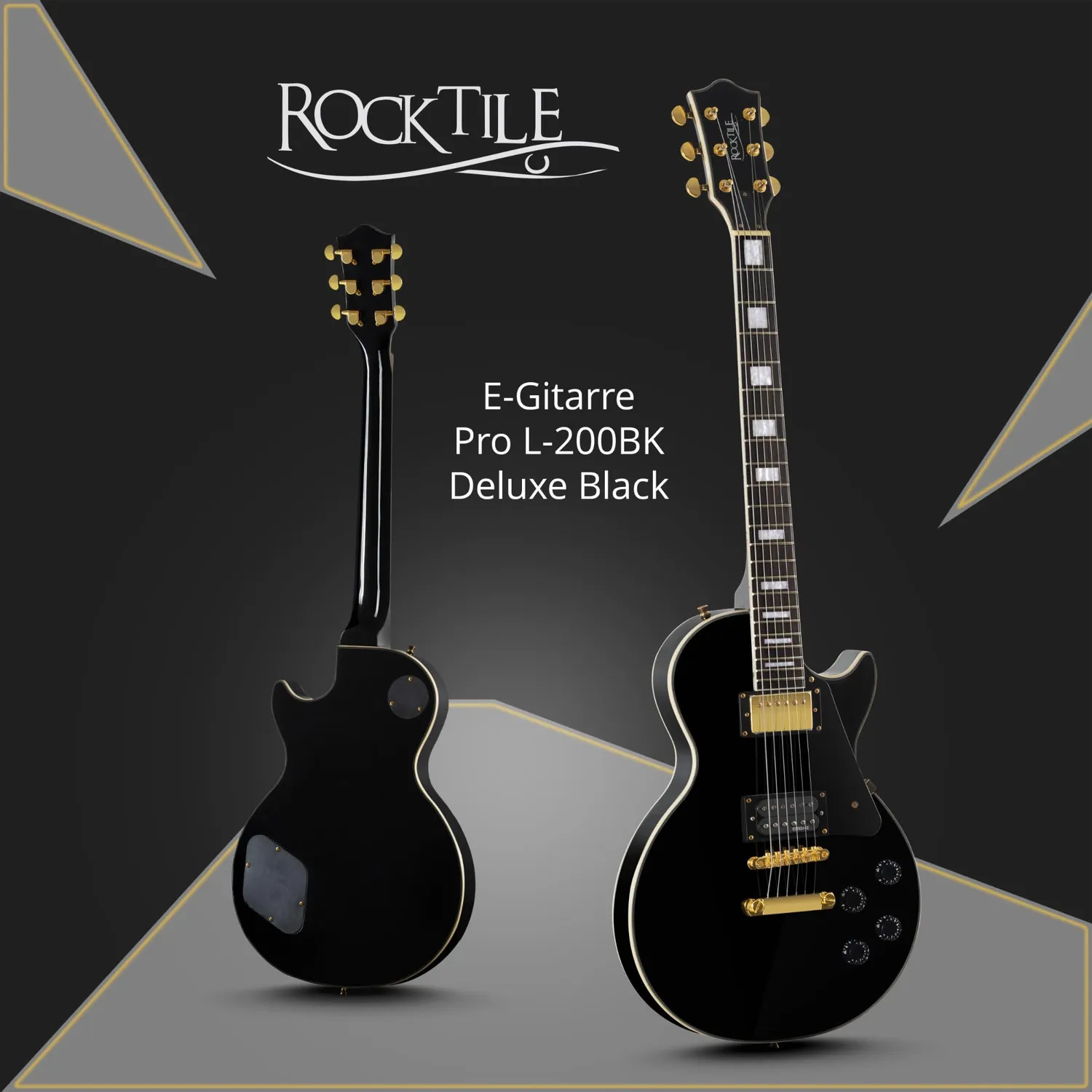 Rocktile Pro L-200BK Deluxe E-Gitarre Schwarz Humbucker