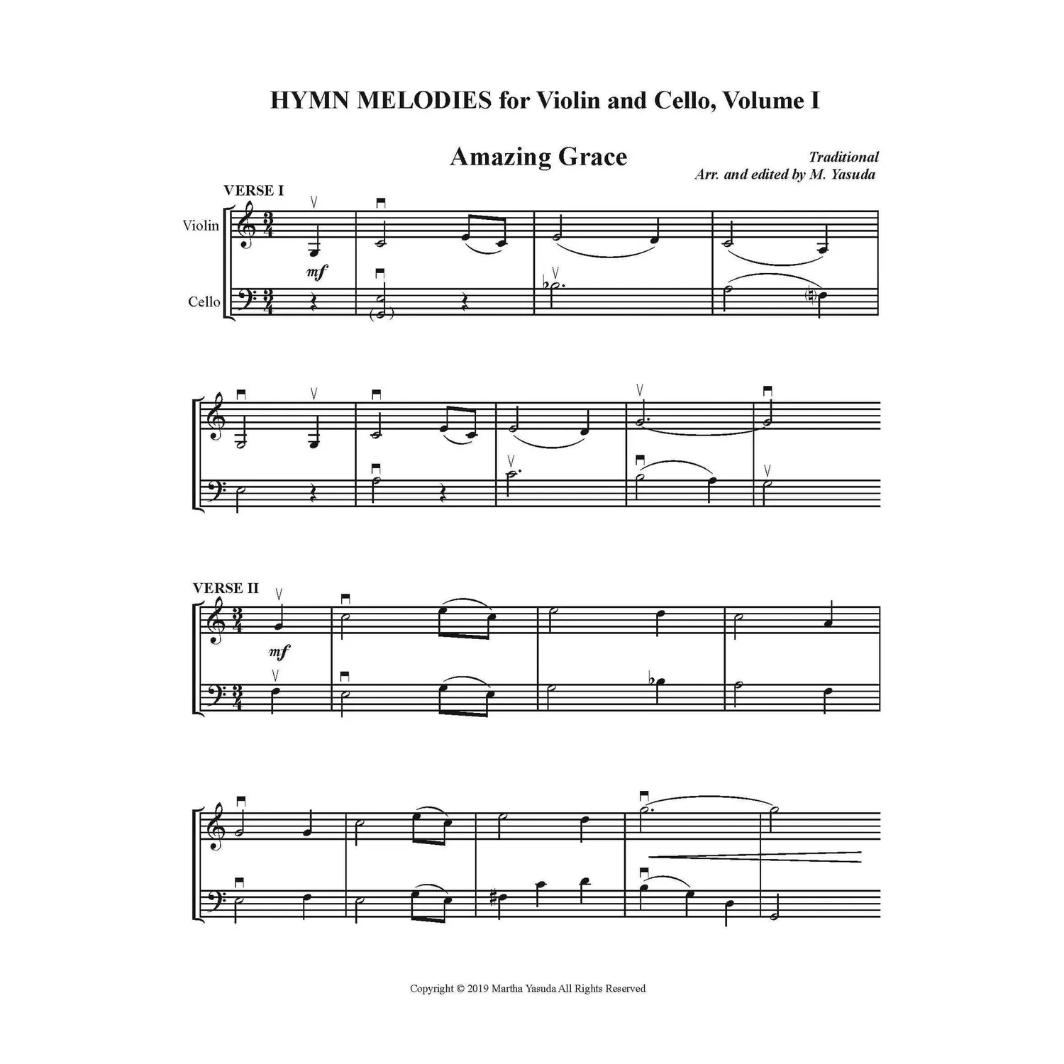 Yasuda Hymn Melodies Vol I Noten Violine Cello Download