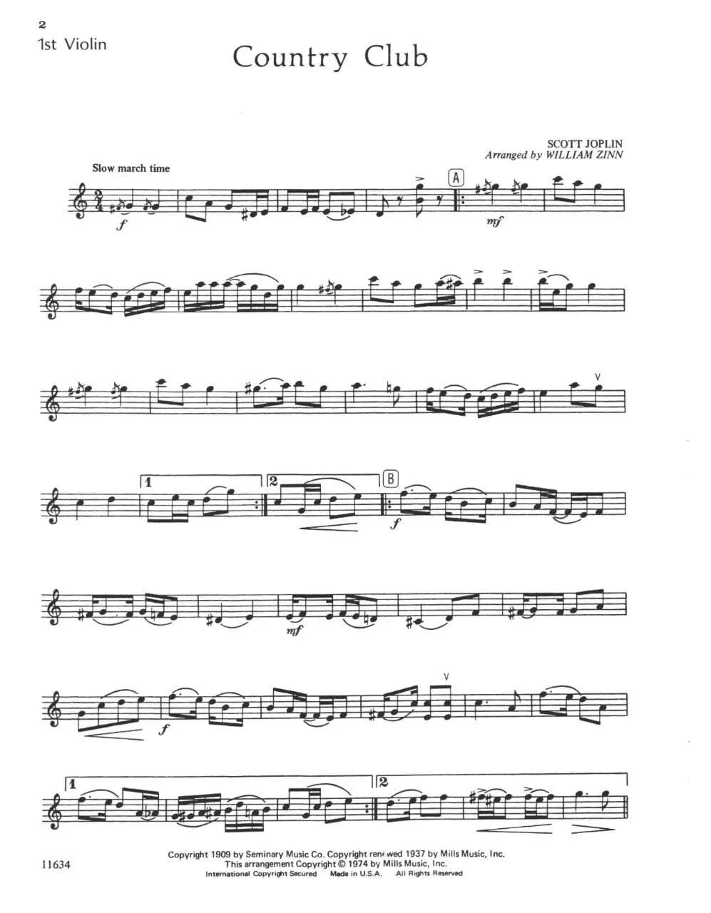 Belwin Joplin Ragtime Favorites Violin 1 Noten Quartett
