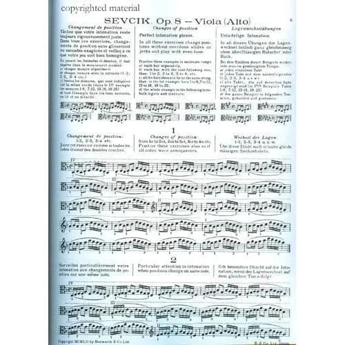 Bosworth Sevcik Lagenwechsel Op.8 Viola Noten Tertis