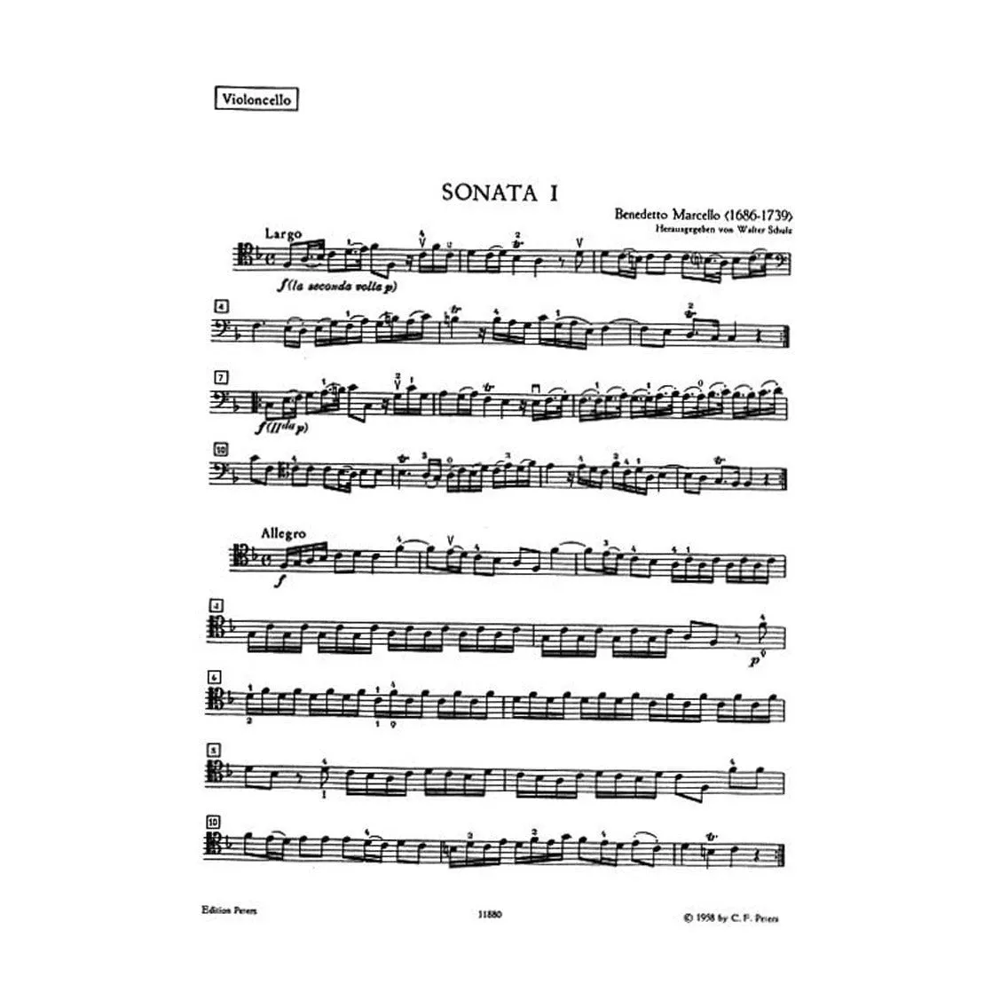 Edition Peters Marcello Sonate Nr.1 F-Dur Cellonoten