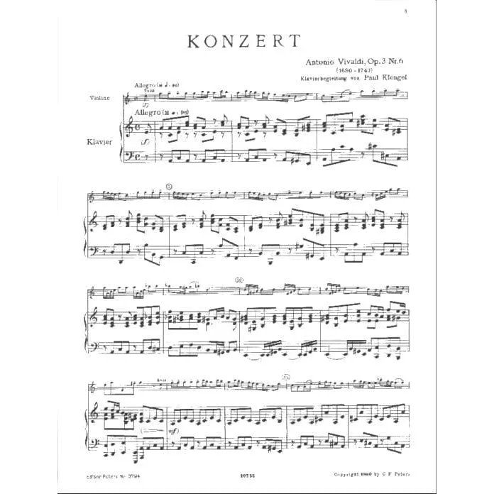 Shar Music Vivaldi Op 3 Nr 6 RV 356 Noten Violine A-Moll