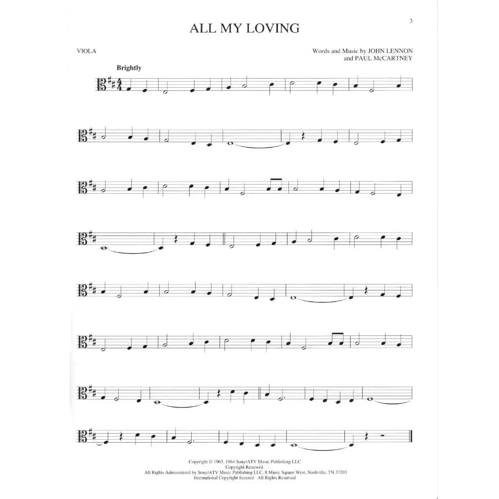 Hal Leonard Best of Beatles Noten Bratsche solo 89 Songs