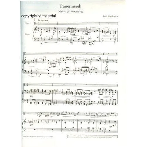 Schott Hindemith Trauermusik Noten Bratsche Klavier