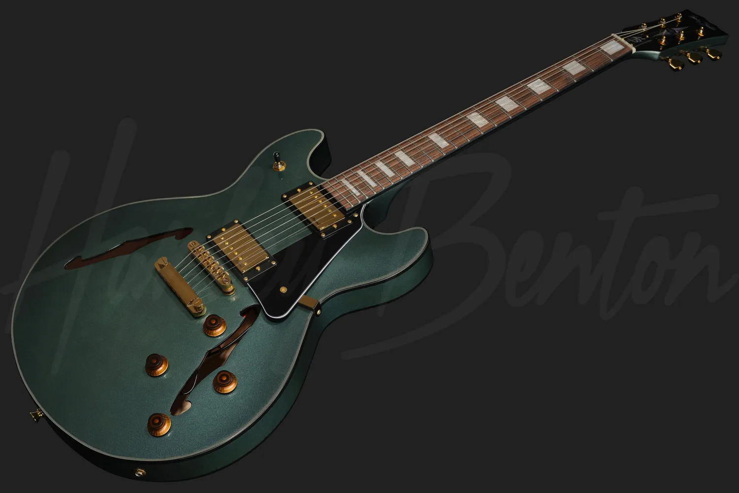 Harley Benton HB-35Plus Halbakustik-Gitarre Gun Metal Blue
