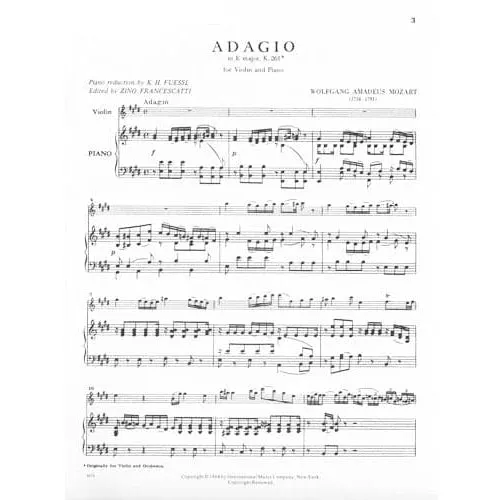 International Mozart Adagio E-Dur K 261 Noten Violine Klavier